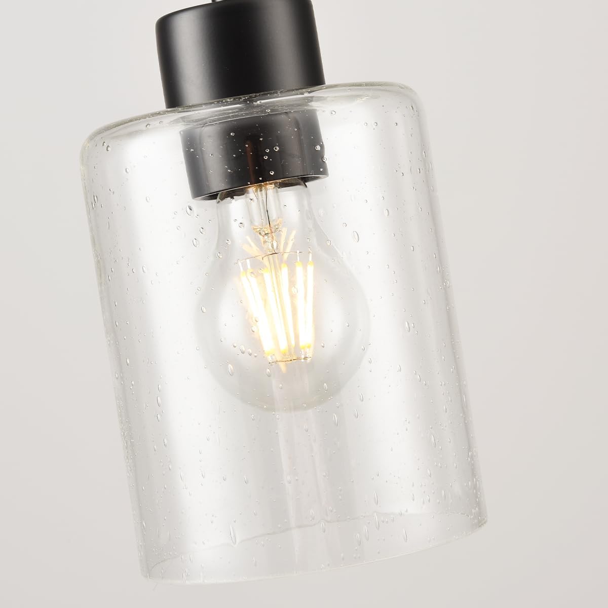 Black Pendant Lights Kitchen Island - Seeded Glass Pendant Light Fixture Multiple Stems Rods 3 Units 12 Inch 3 Units 4 Inch (2 Pack Black Seeded Downrod)