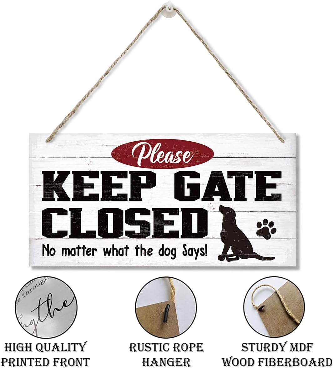 Warning Signs, Keep Gate Closed Dog Sign, Decorative Wood Hanging Wood Plaque, Warning Animal Dog Sign, Funny Novelty Caution Dog Sign, Dog Owner Home Decor, Door Gate Hanger Outdoor