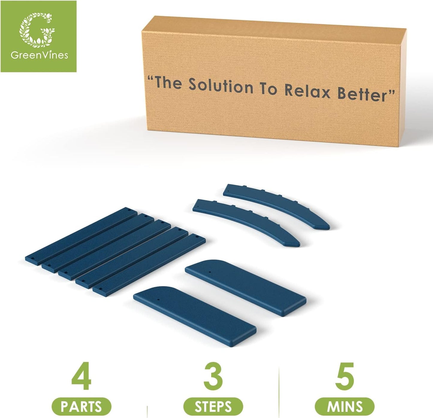 GreenVines Adirondack Ottoman Set of 2, HDPE All Weather Outdoor Folding Footrest, Plastic Adirondack Chair Footstool for Deck Backyard Patio Outside Poolside Porch Lawn, 19.7 inch Width, Blue