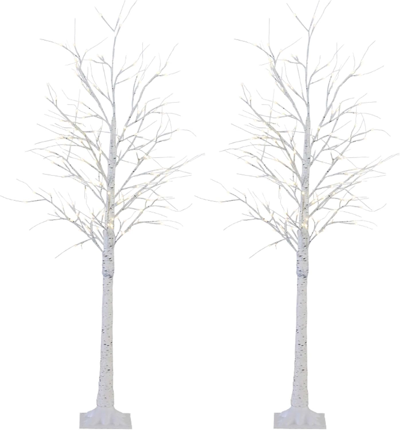 Twinkle Star 2-Pack 6 Feet 96 LED Lighted Birch Tree for Thanksgiving Decor Home Wedding Party Indoor Outdoor Christmas, Fall, Autumn Decoration, 2 Pack, Warm White