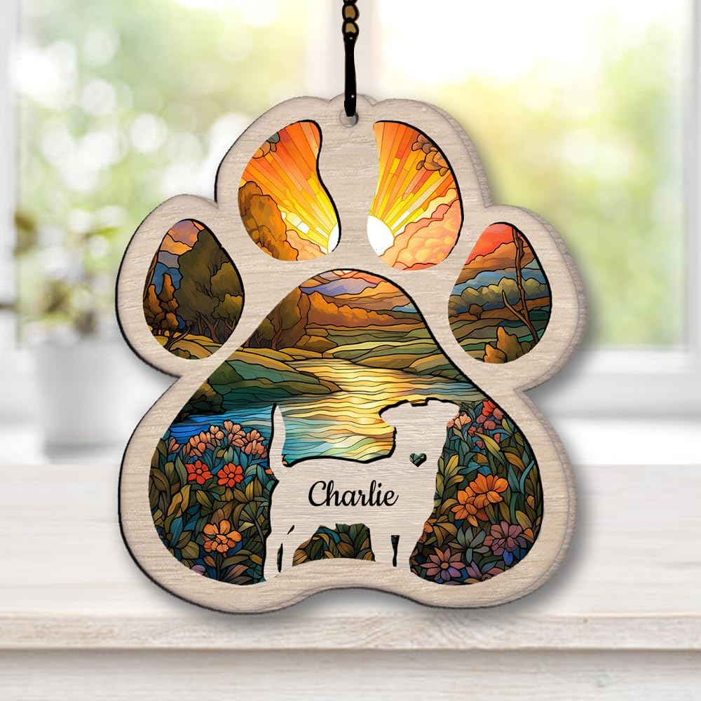 Personalized Staffordshire Bull Terrier Suncatcher Dog Memorial Gifts, Custom Staffordshire Bull Terrier Ornament Christmas Tree, Pet Remembrance Gift, Loss of Dog Sympathy Gift, Pet Loss