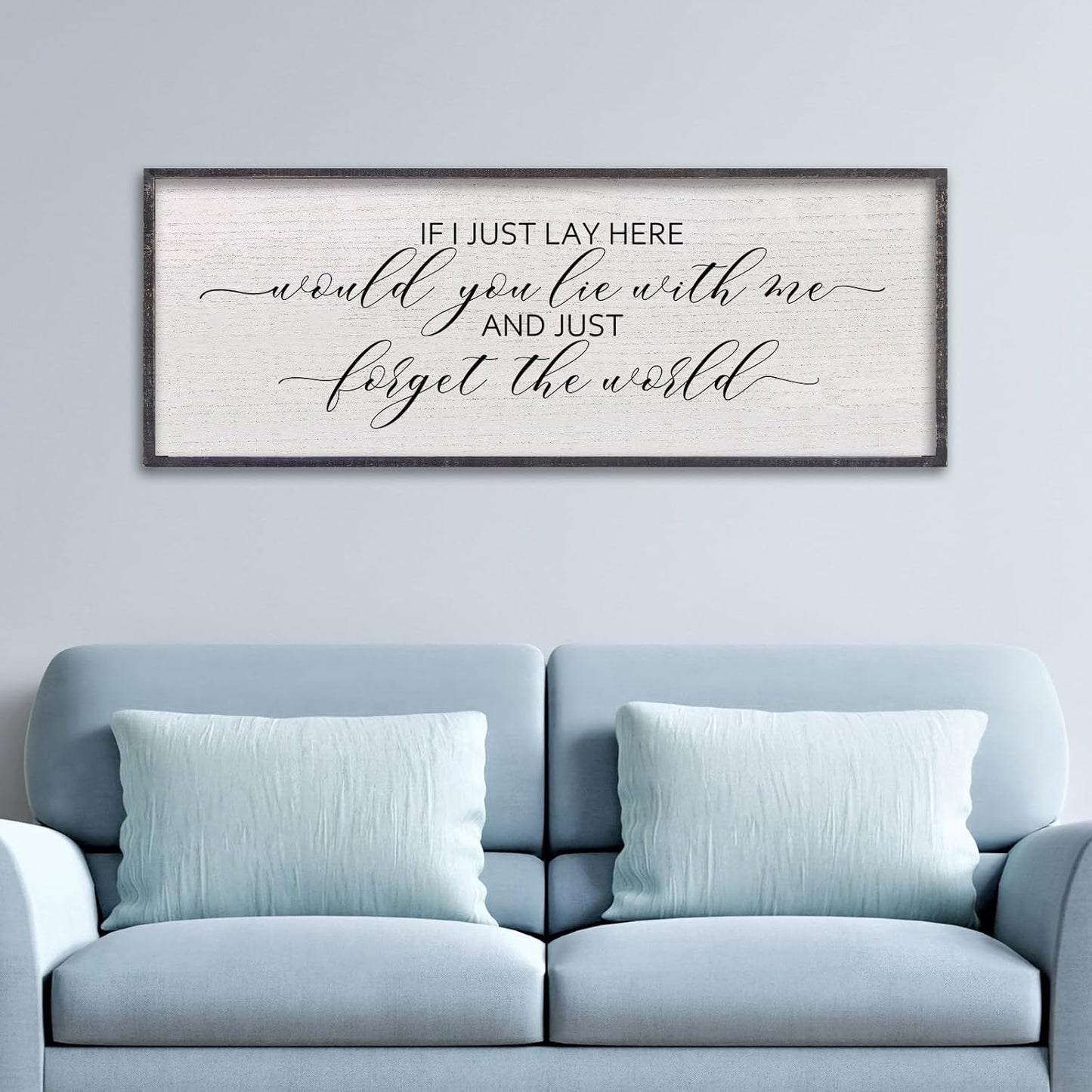 LuZhiQiang If I Lay Here Would You Lie With Me Sign Wall Decor 40"×15" Wood Framed Master Bedroom Above Over Bed Inspirational Wall Art (Black)