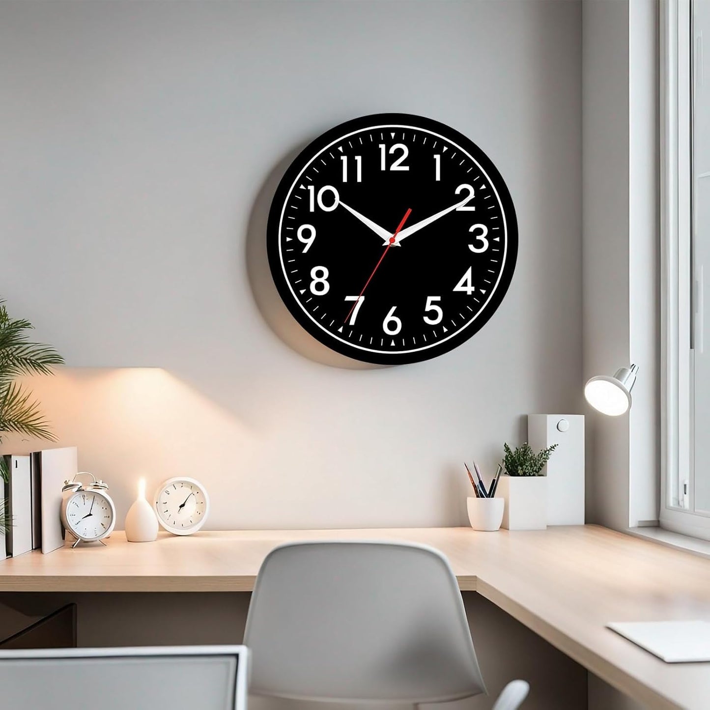 Wall Clock Small Analog 8 Inch Silent Non Ticking Battery Operated Modern Simple Decorative for Kitchen Office Bedroom Bathroom Living Room