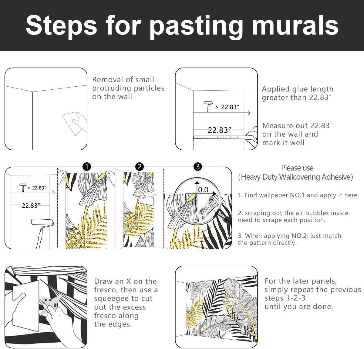 -Black and Gold Tropical Botanical Banana Leaf Fabric Wallpaper Living Room Bedroom Bathroom Abstract Plant Large Wall Mural- 160"x108"( not Peel and Stick)