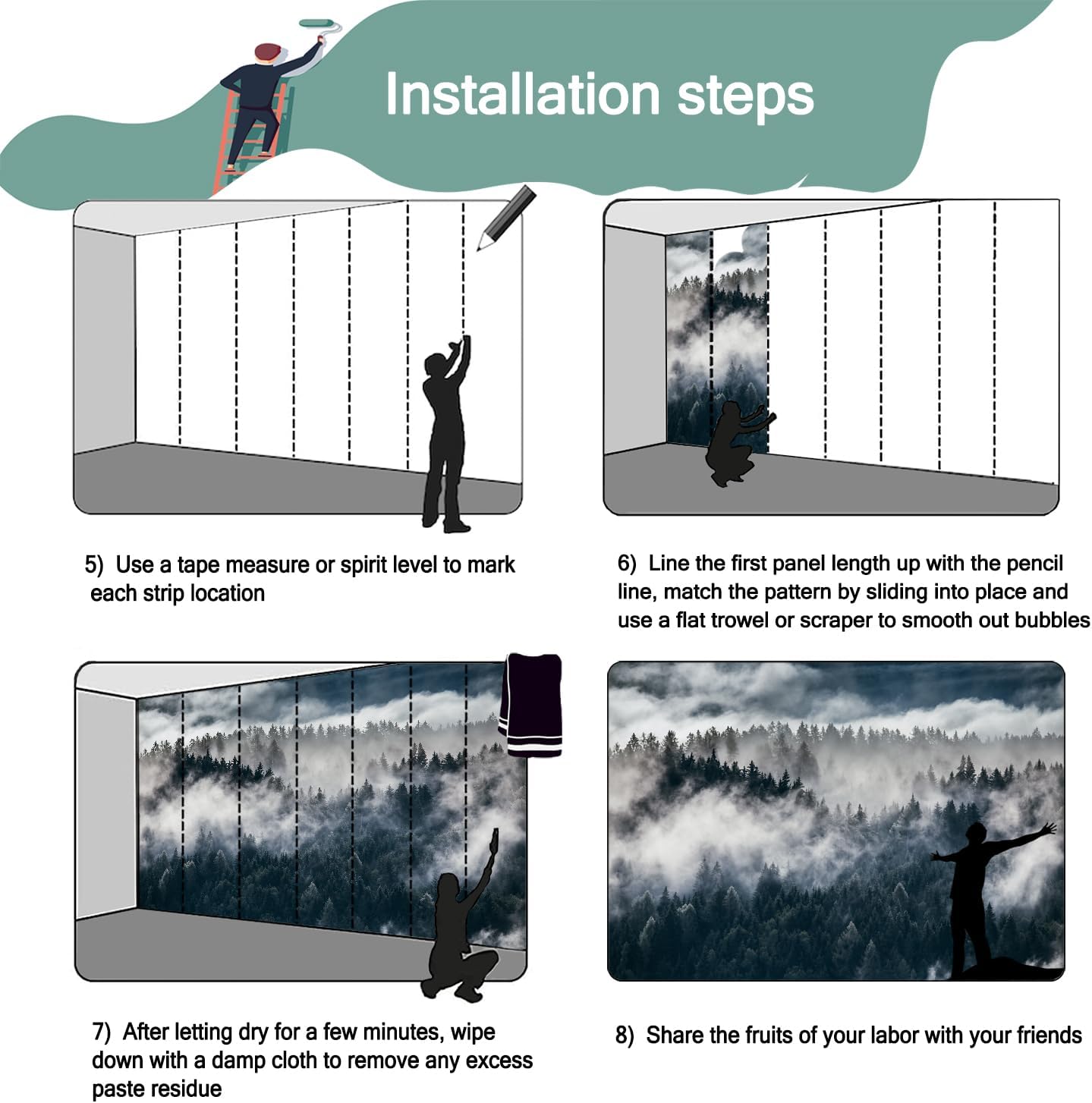 -Misty Forest Bedroom Wallpaper XT20 L 180" x 115"