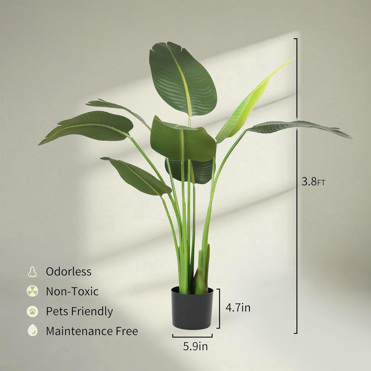 Worth Garden Artificial Bird of Paradise Plant 3.8ft, Set of 2 Faux Tropical Trees for Living Room and Office Décor, 45in Realistic Greenery for Indoor and Outdoor Spaces