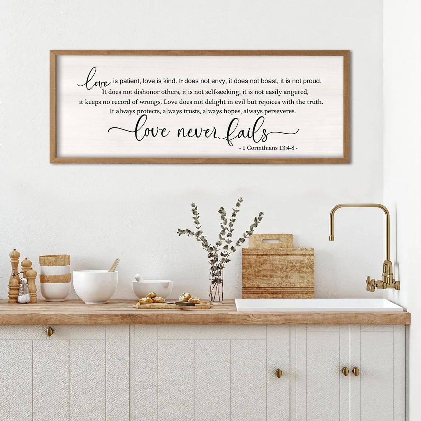Love Is Patient Love Is Kind Wall Decor Art 32×12 Inch (Wood)