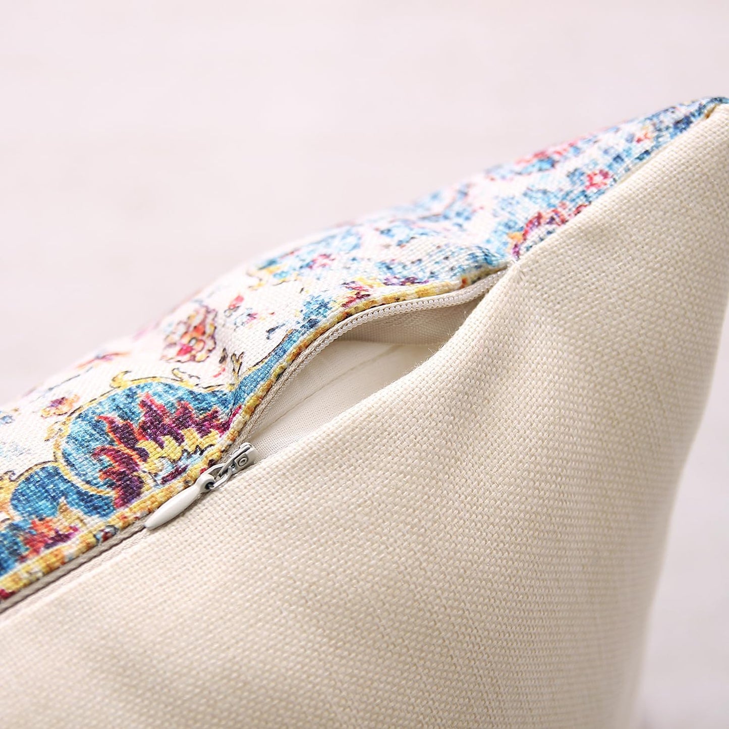 Outdoor Waterproof Pillow Set of 2 - 12 X 20 Inch Blue Orange Bohemian Vintage Carpet Pattern Ethnic Design Decorative Farmhouse Pillow Covers for Couch Garden Balcony