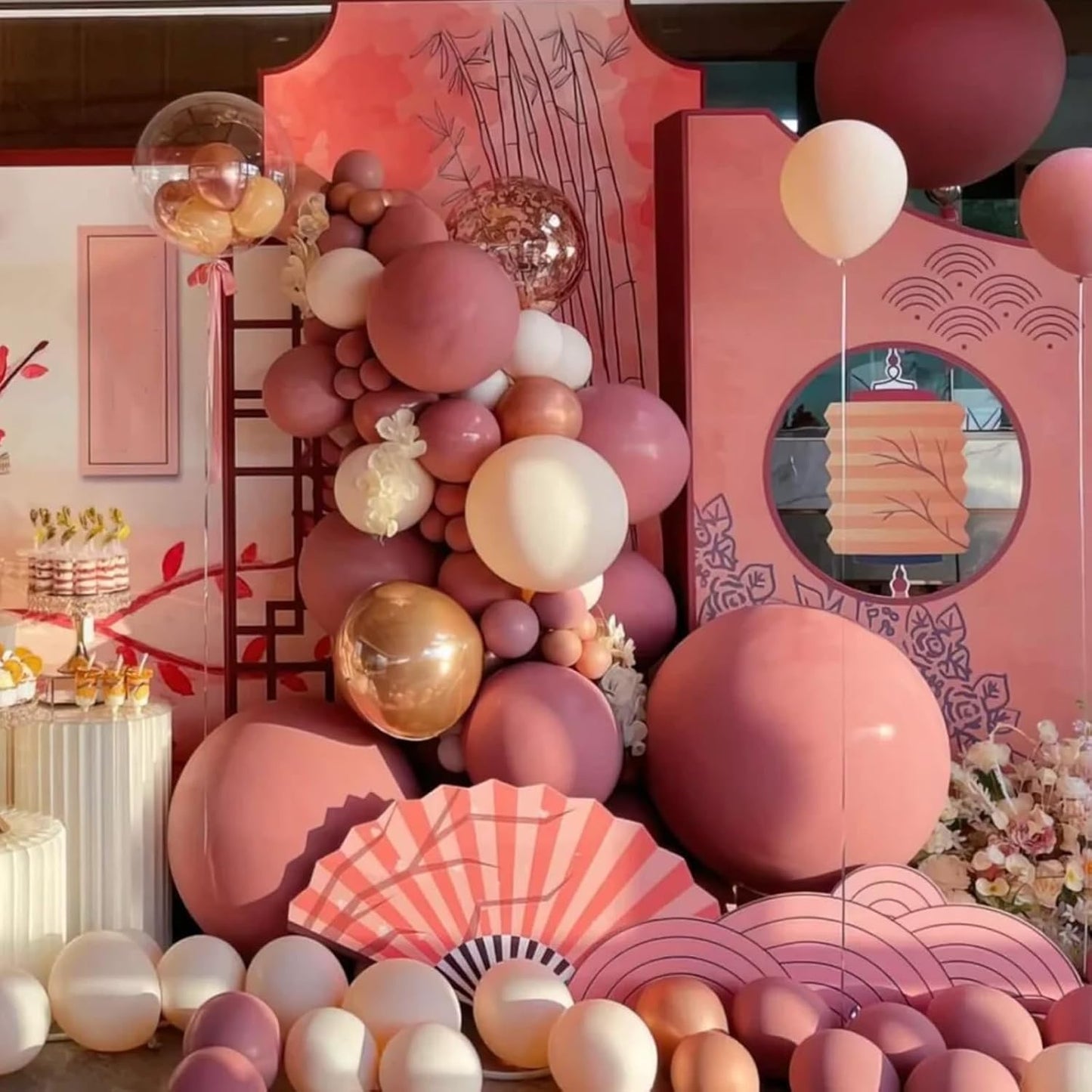 130pcs Retro Pink Balloons Different Sizes 18" 12" 10" 5" Blush Pink Latex Balloon Garland Arch Kit for Birthday Baby Shower Valentine's Day Wedding Anniversary Party Decorations