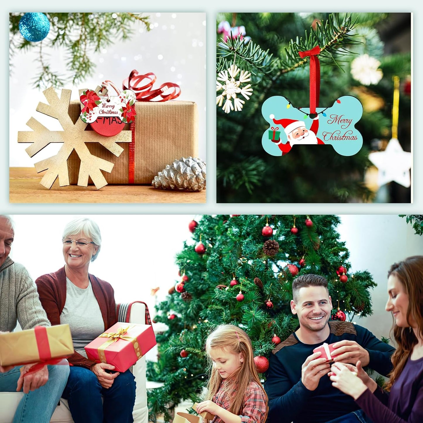 Personalized Christmas Ornaments 2025 Wood Custom Picture Text Hanging Ornament Customized Christmas Tree Decorations Keepsake Gift for Family Couples Xmas Tree Home Decor