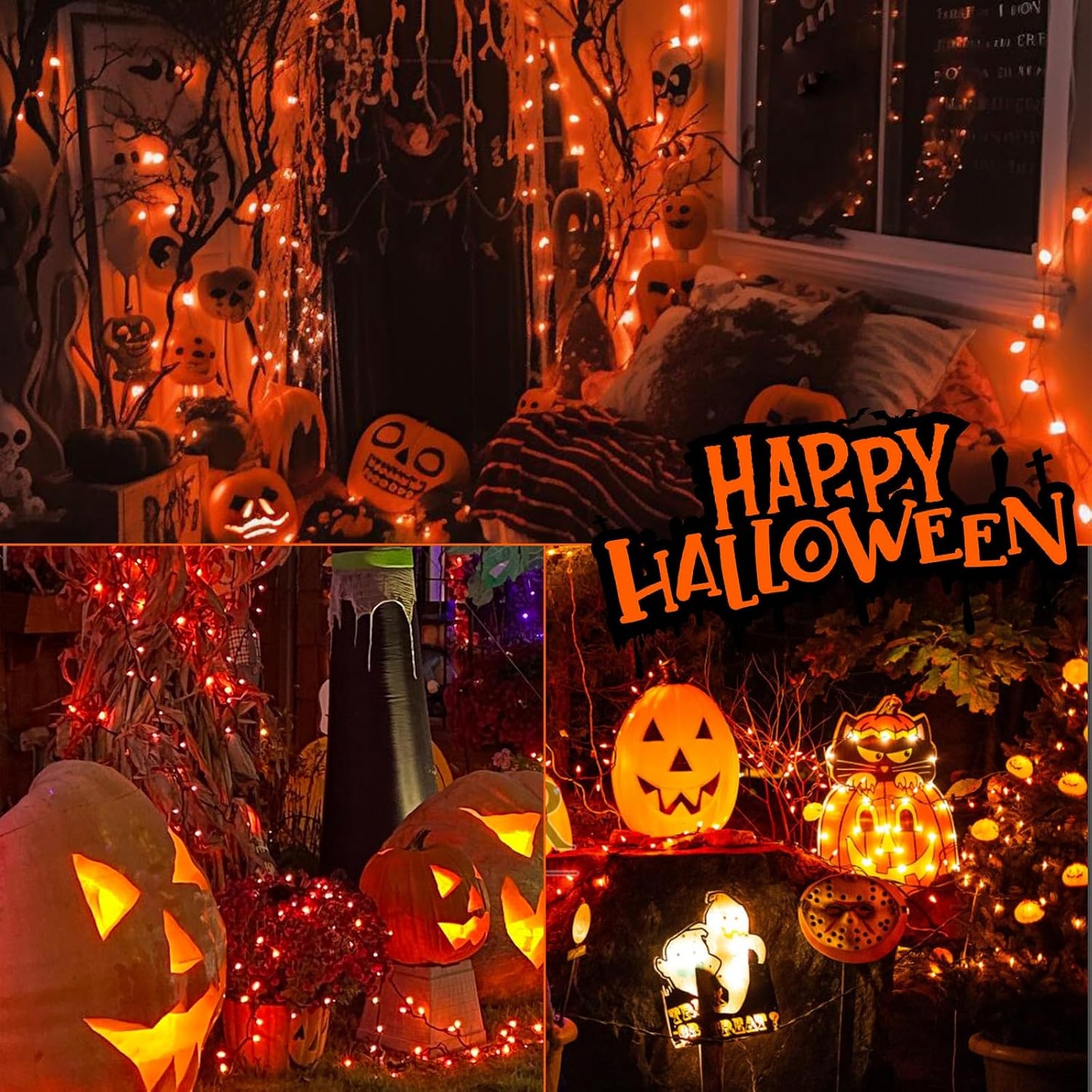 Halloween Lights Orange Lights, 25FT 100 Count Incandescent Connectable Fall Light, 120V UL Listed Waterproof Halloween Decorations for Autumn Indoor Outdoor Party Home Garden Yard Decor