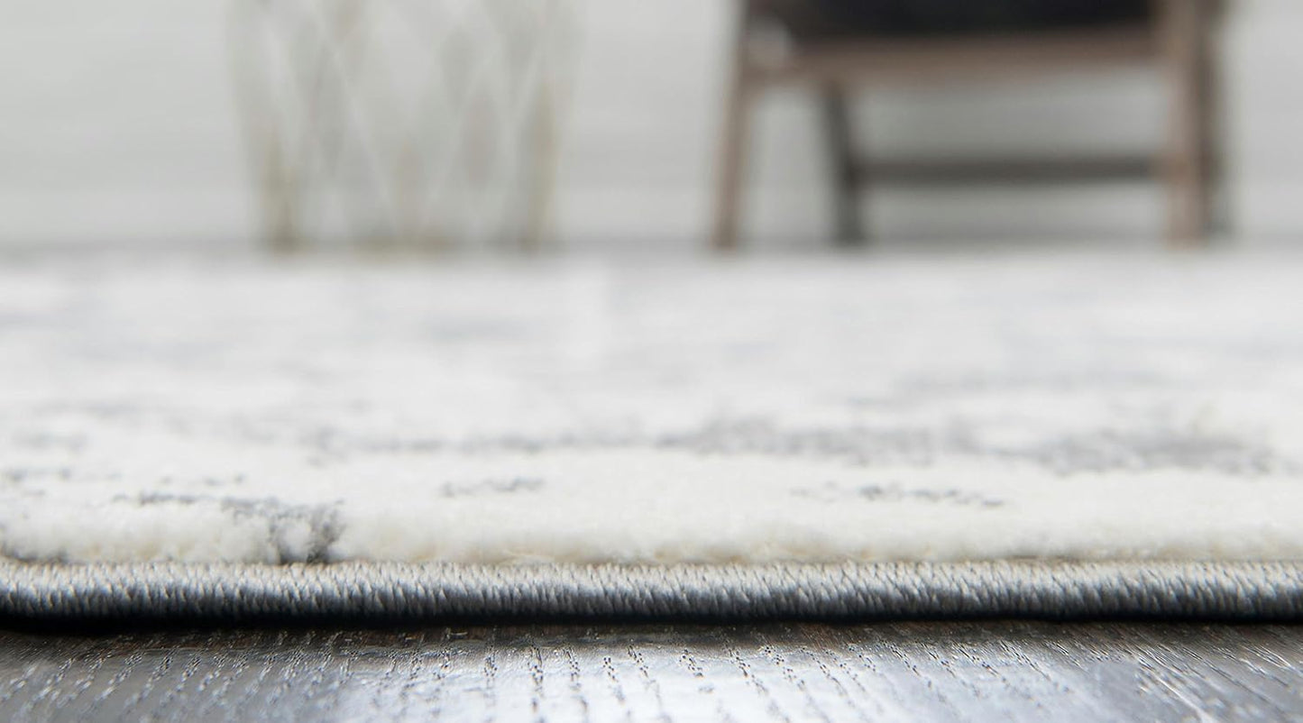 Unique Loom Rosso Collection Vintage, Geometric, Bohemian, Traditional, Distressed, Southwestern Area Rug, Rectangular 9' 0" x 12' 0", Light Gray/Ivory