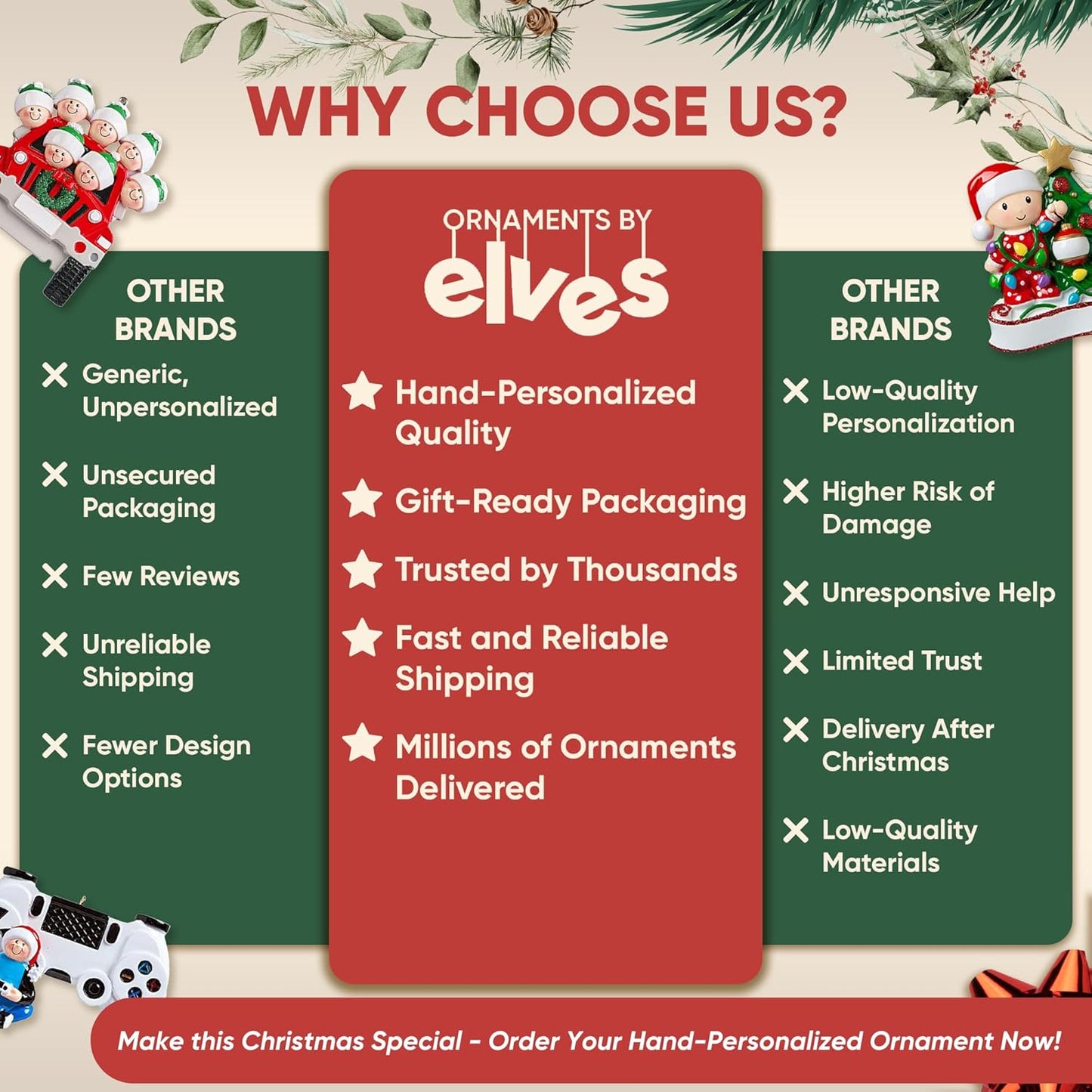 Ornaments by Elves Personalized Grand Piano Ornament for Christmas Tree 2024 - Brunette Music Boy Musical Instrument Decoration for Music Lovers