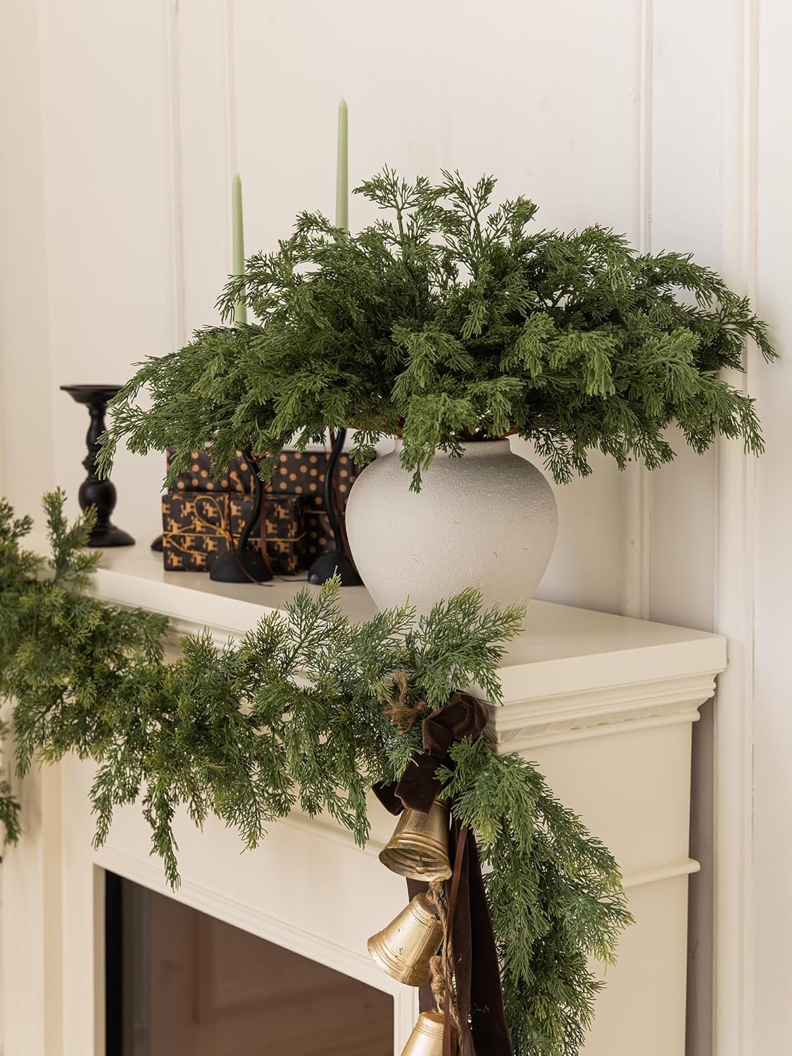 MISSPIN 12 Pcs 21.5 Inches Christmas Cedar Branches, Cedar Artificial Christmas Branches DIY Crafts Faux for Xmas Indoor Outdoor Home Decor