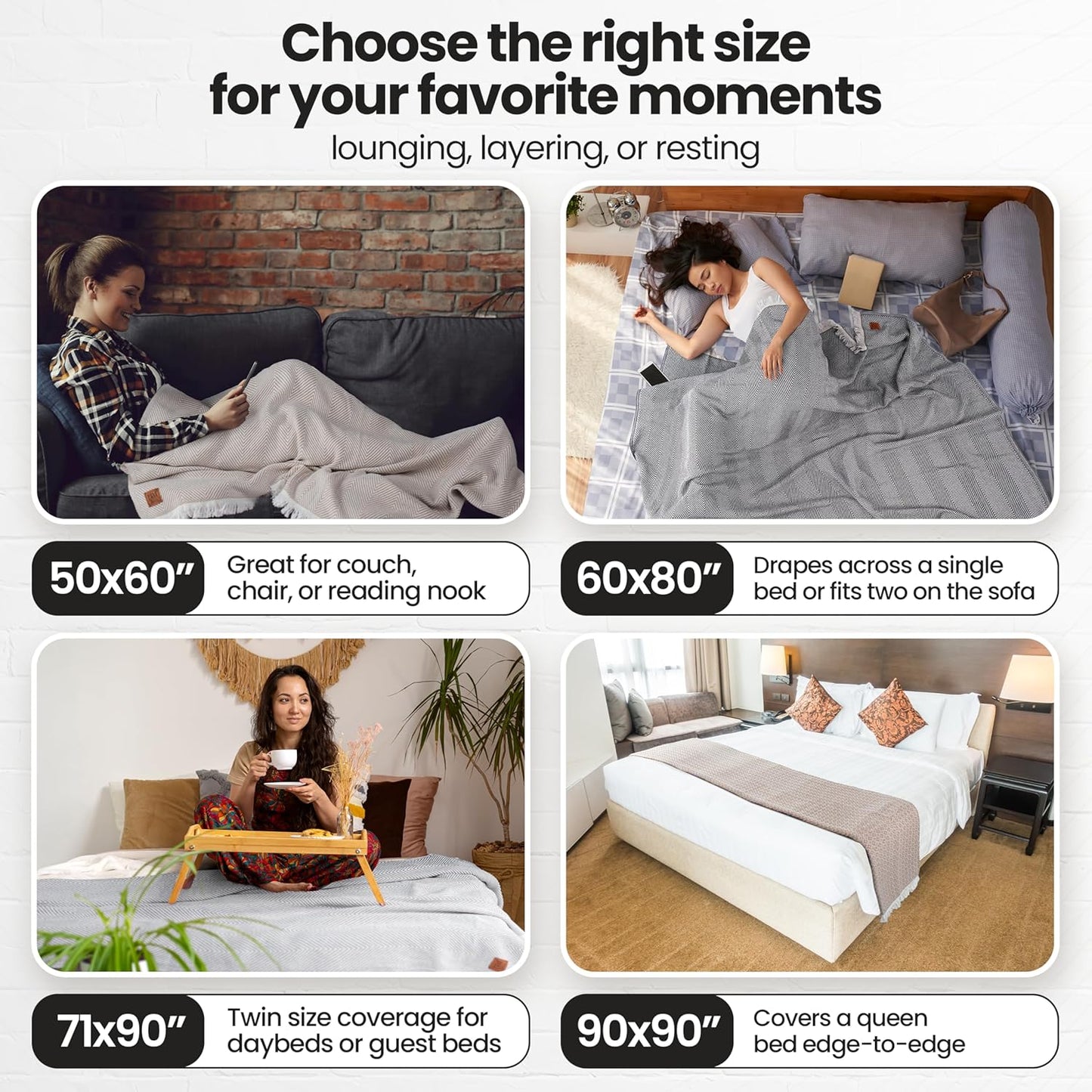 Gold Case Throw Blanket for Couch – 100% Recycled Turkish Cotton Blankets & Throws – Elegant Decorative Throw Blankets for Living Room Sofa – Woven Throws for Couch – Elegant Beige – 50x60