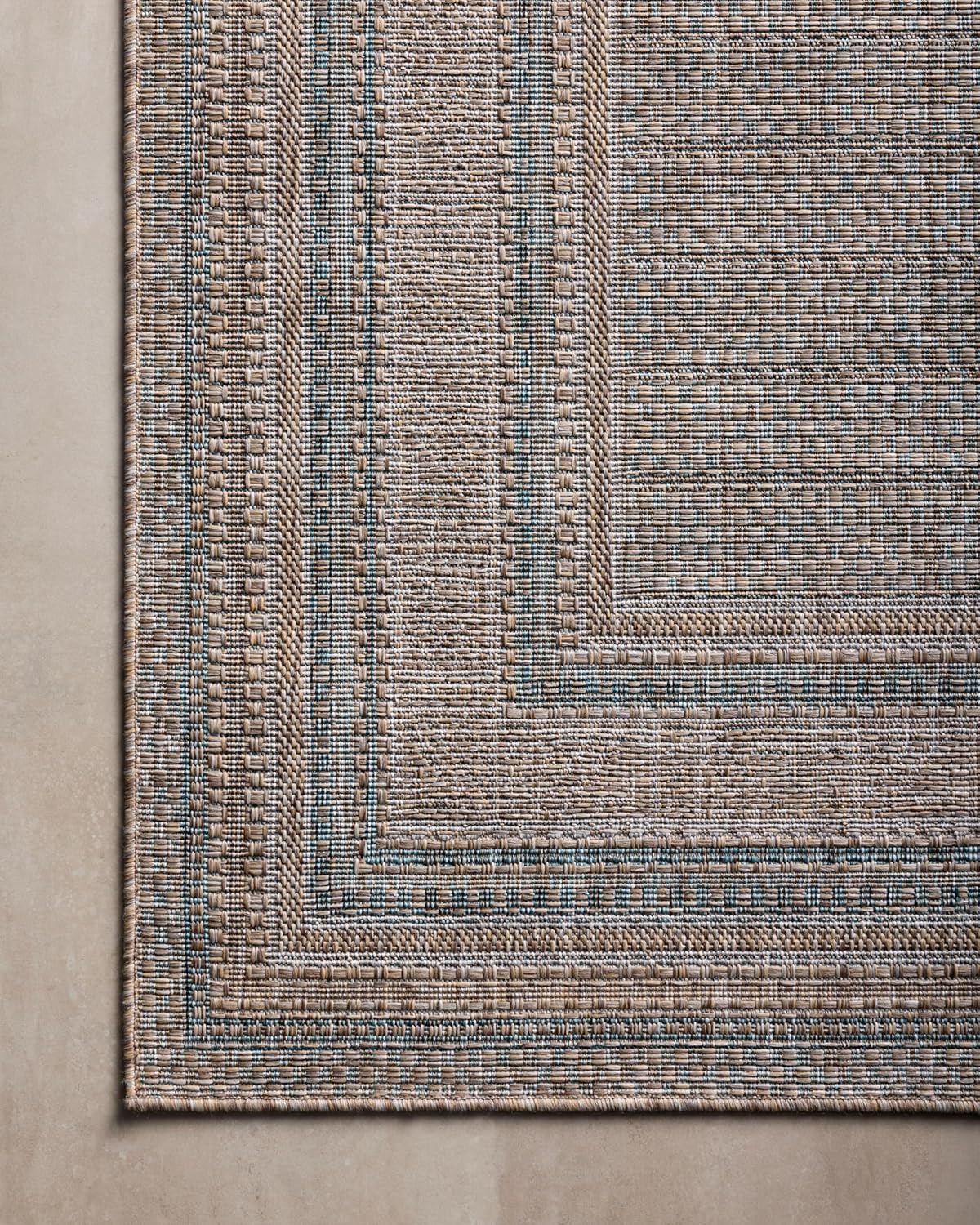 Loloi Amber Lewis Topanga Collection TOP-05 Natural/Teal 6'-7" x 9'-4" Indoor/Outdoor Area Rug