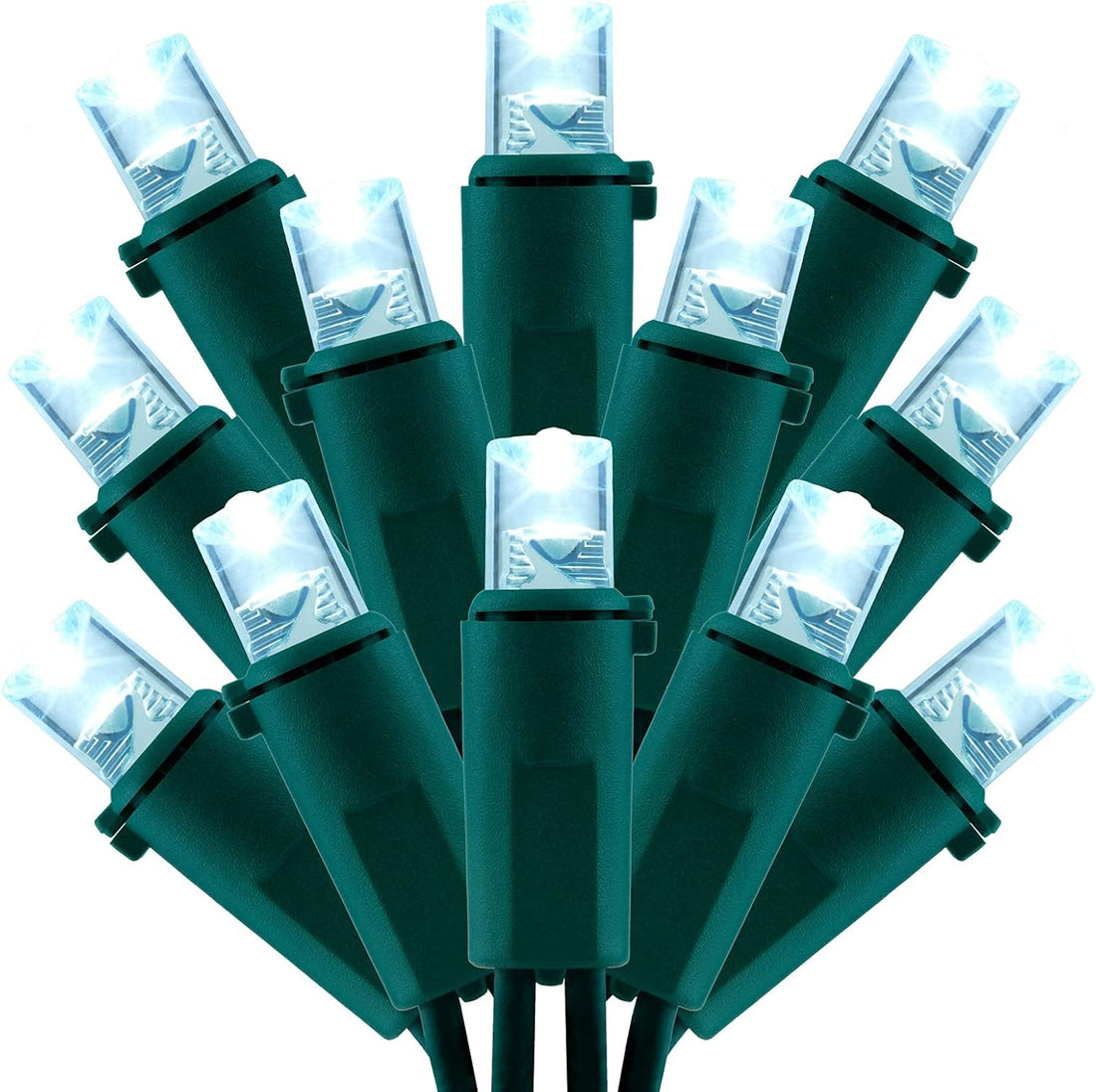 200 Count Cool White Wide Angle LED Christmas Lights, 66 ft Green Wire UL Certified Commercial Grade 5mm Holiday String Light Set (Cool White)