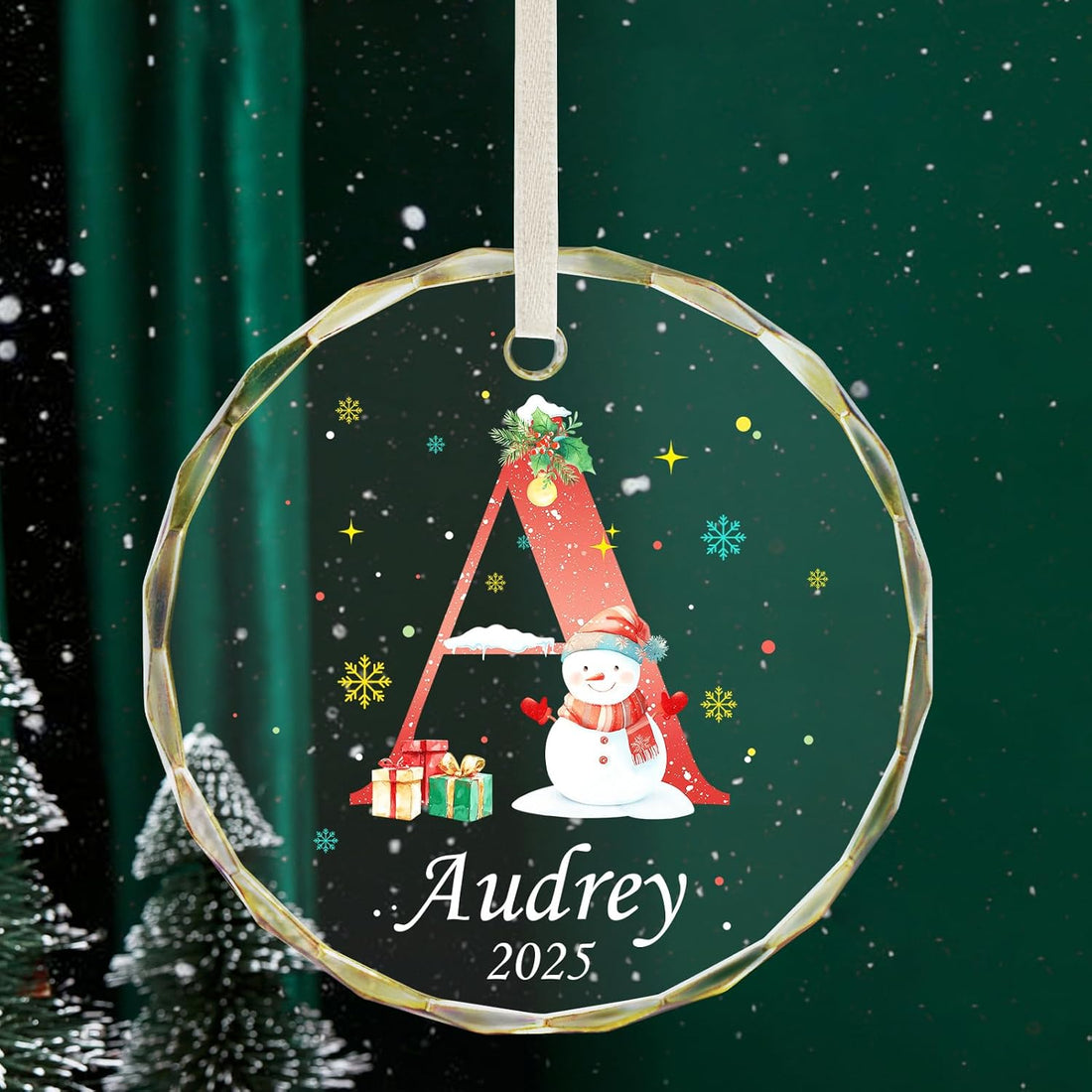 Personalized Christmas Ornaments with Initial Name, Acrylic Custom Monogram Initial A-Z Christmas Ornament 2025 for Kids Family Friends, Customized Letter Name Ornaments for Christmas Tree Decorations
