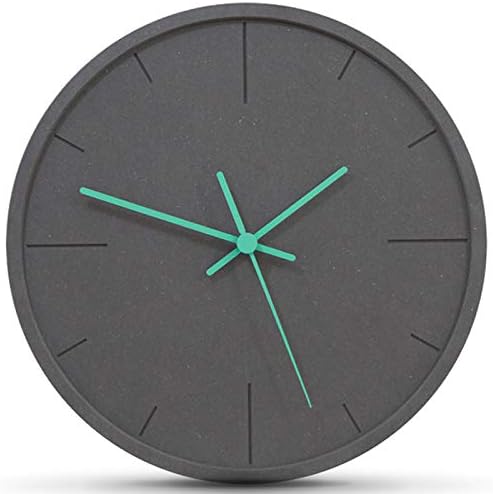 Stephanie Imports Modern Minimalist Dark Concrete Silent Wall Clock (Teal Hands)