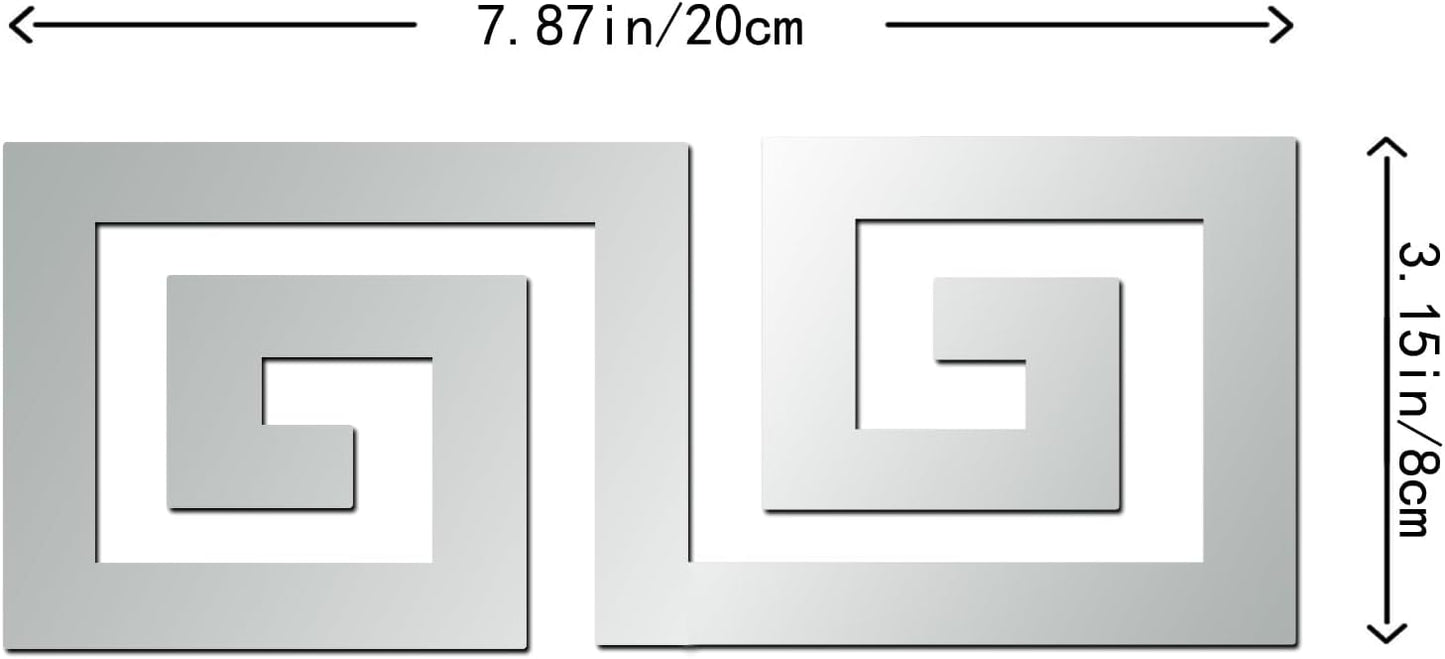 15 Pcs DIY Geometric Shape Acrylic Decorative Mirror Stickers Removable Adhesive Wall Mirror Décor for Living Room Home Background (Silver，3.15 * 7.87inches)