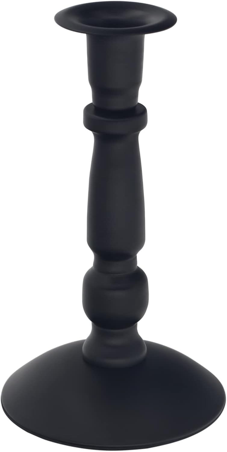 Matte Black Skinny Taper Candle Holder - Iron Slim Candle Stand for 7/8" Candles, Elegant Table Centerpiece for Home Decor and Farmhouse Table - 7"