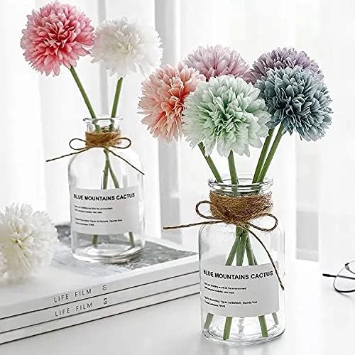 Kimura's Cabin 20Pcs Fake Chrysanthemums Artificial Silk Ball Flowers Faux mums Flower for Spring Wedding Festival Home Table Core DIY Decoration (Light Green)