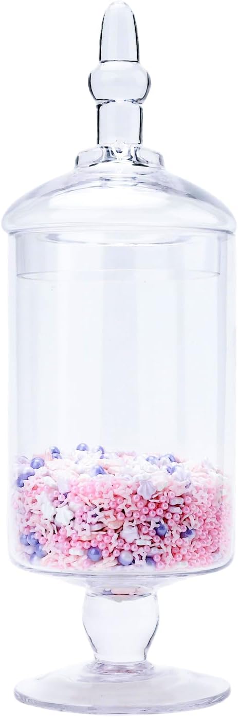 Glass Apothecary Jars with Lids, Candy Jar for Candy Buffet, Elegant Decorative Jars for Wedding and Dispaly (Height: 15", Diameter: 5.1")