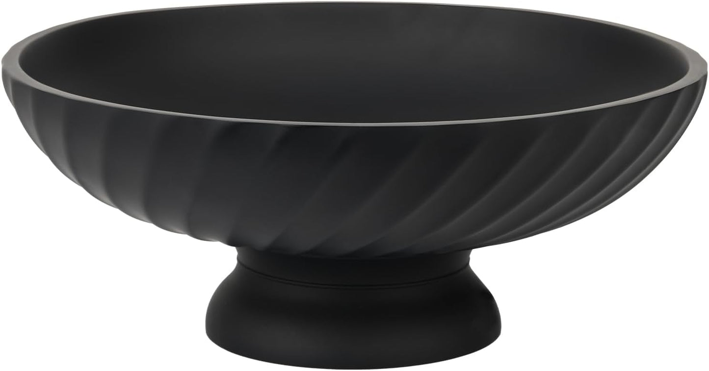 Large Resin Pedestal Decorative Bowl - Modern Fruit Bowl for Kitchen Counter - Handicraft Bowls for Home Decor - Key Bowl for Entry Table,Matte Black
