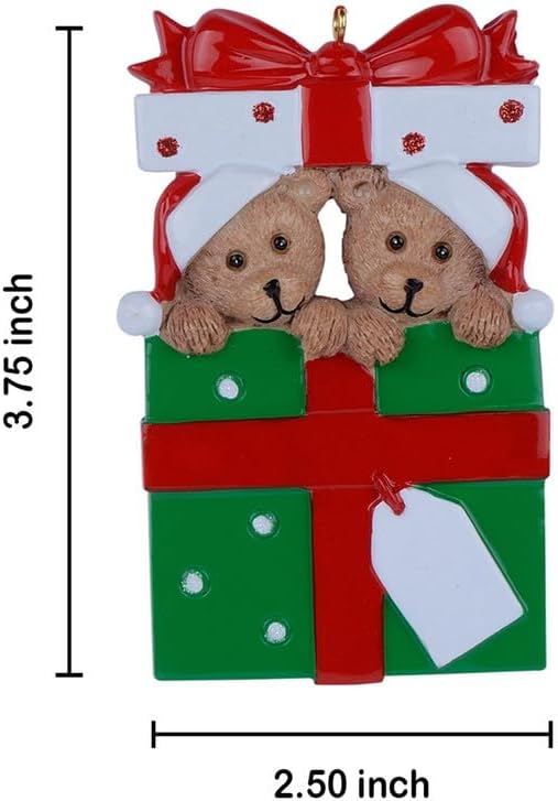 Personalized Family Ornament 2024, Bear Family of 2 Christmas Tree Ornament, Customized Teddy Bear Couple Ornaments for Christmas Tree Decor, Unique Gifts for Mom, Dad, Grandkids, Grandma, Grandpa