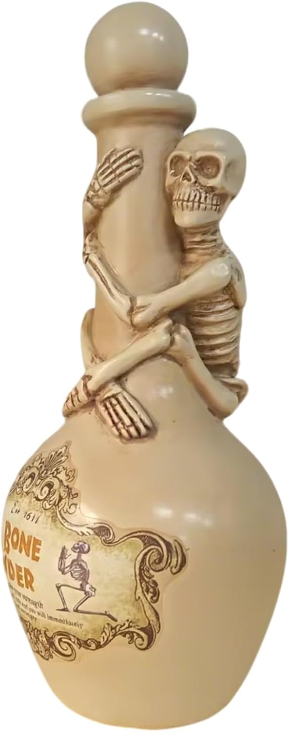 Cynkeyee Halloween Party Decorations Potion Bottles - Resin Tan Sketeton Décor Halloween Potion Bottles Scary Halloweens Decorations Indoor 4.25x4.25x9.5 Inch