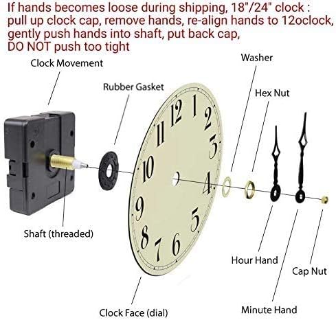 Oldtown Farmhouse Metal & Solid Wood Noiseless Wall Clock (Coastal Grey, 24-inch)