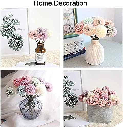 Kimura's Cabin 20Pcs Fake Chrysanthemum Artificial Silk Ball Flower Faux Mums Flowers Bouquets for Wedding Party Home Kitchen Table Decor DIY Decoration (Dark Pink)