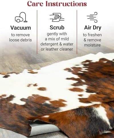 Tricolor Cowhide Rug Classic Brown, Black and White Color Mix, Natural Leather Hide, Area Rug (6x8ft)