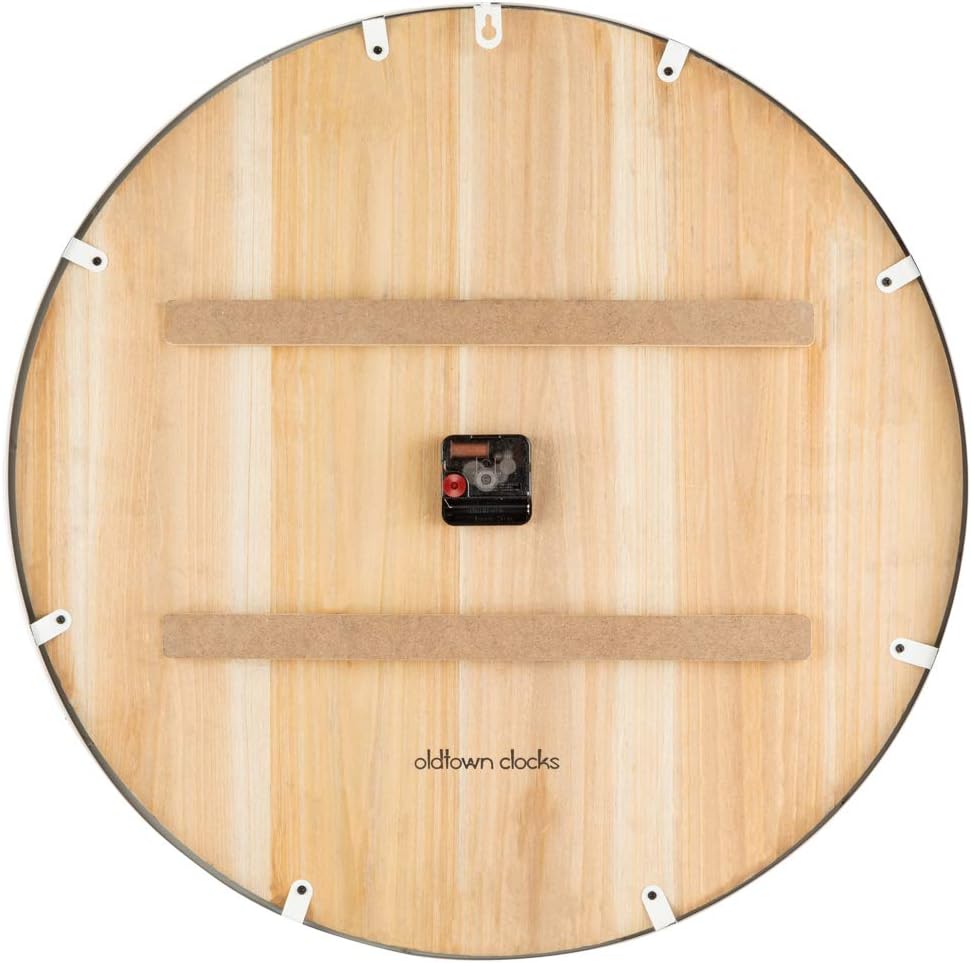Oldtown Farmhouse Metal & Solid Wood Noiseless Wall Clock (Coastal Grey, 30-inch)