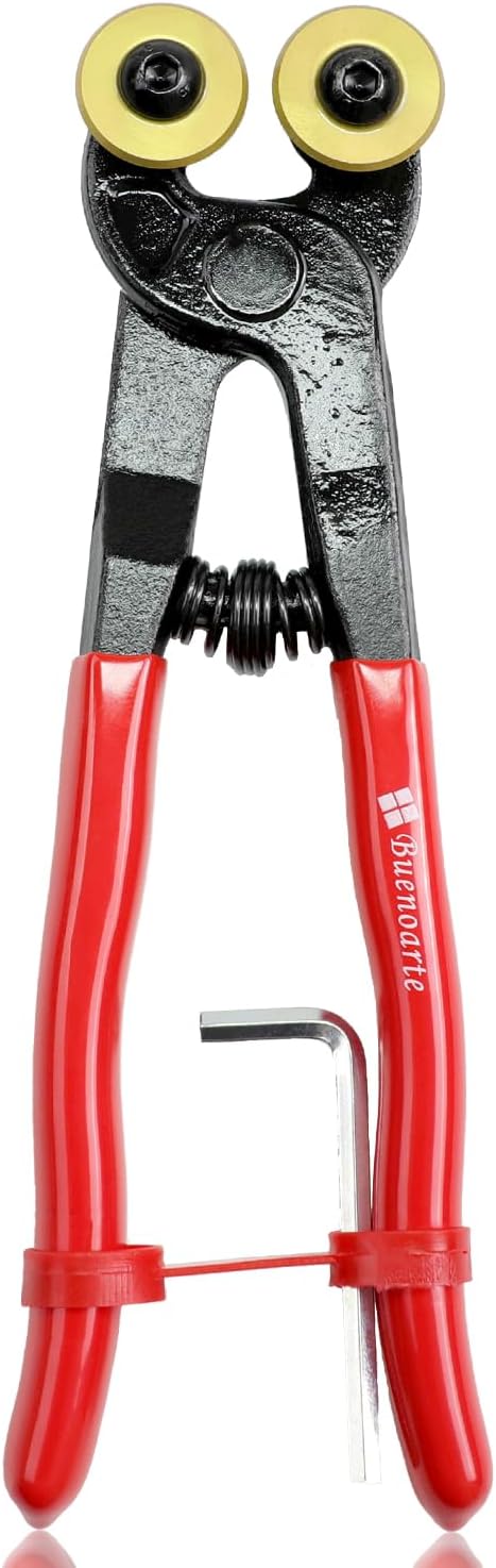 Glass Tile Nippers - Heavy Duty Wheeled Glass Mosaic Nipper & Hd Ceramic Tile Nipper, Tile Cutter Pliers Soft-grip Handle - Shapping Plier, Nipper Cutting Tools (7 Inch Golden Wheeled Glass Nipper)