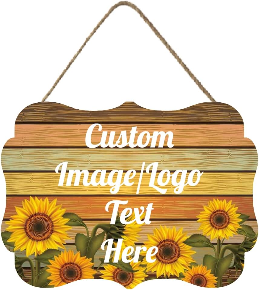 Personalized Wooden Welcome Sign Hanging Door Sign Farmhouse Decor for Home Office 11.2 * 8 Inch