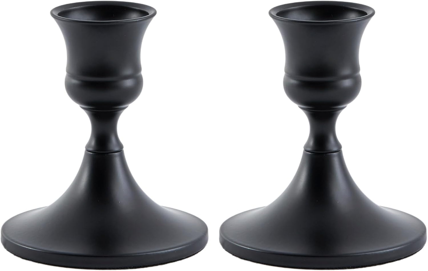 Black Taper Candle Holder, Candlestick Holders, Vintage Metal for Table Centerpieces Wedding Decor (Matte Black, 2 Pcs)