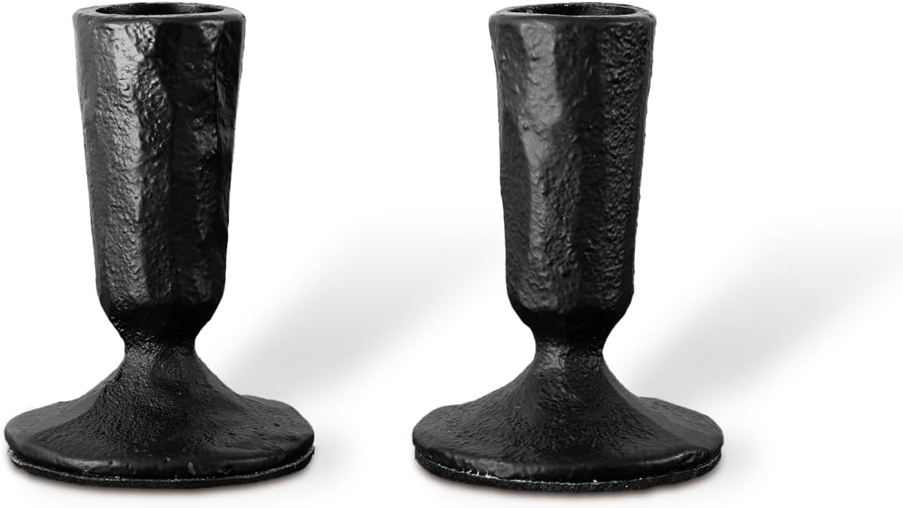 Candle Sticks Holder Decor, Set of 2 Vintage Black Candle Holders, Modern Decorative Tapered Candlestick Holders Centerpiece for Dining Table Centerpiece, Wedding, Party Decor