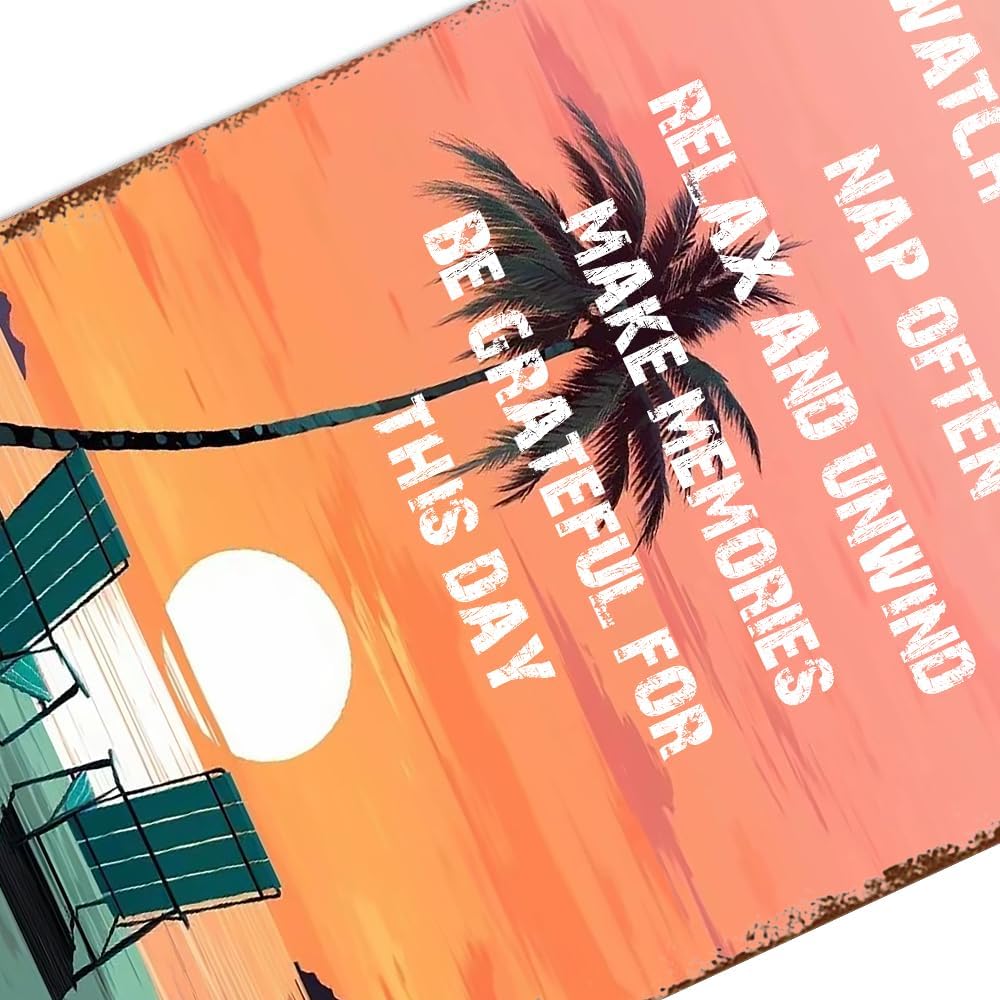 Beach Themed Room Wall Decor Retro Metal Tin Sign Beach Signs Beachy Room Decor Aesthetic Surfboard Vintage Home Bedroom Decorative Outdoor