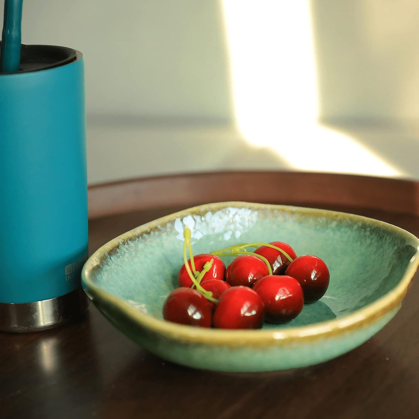 Ceramic Decorative Bowl with Green Glaze, 8'' Small Candy Bowl, Key Dish for Entryway Table, Home Decor Accent, Trinket Tray Holder for Nightstand Ring Gift (8'' Green)