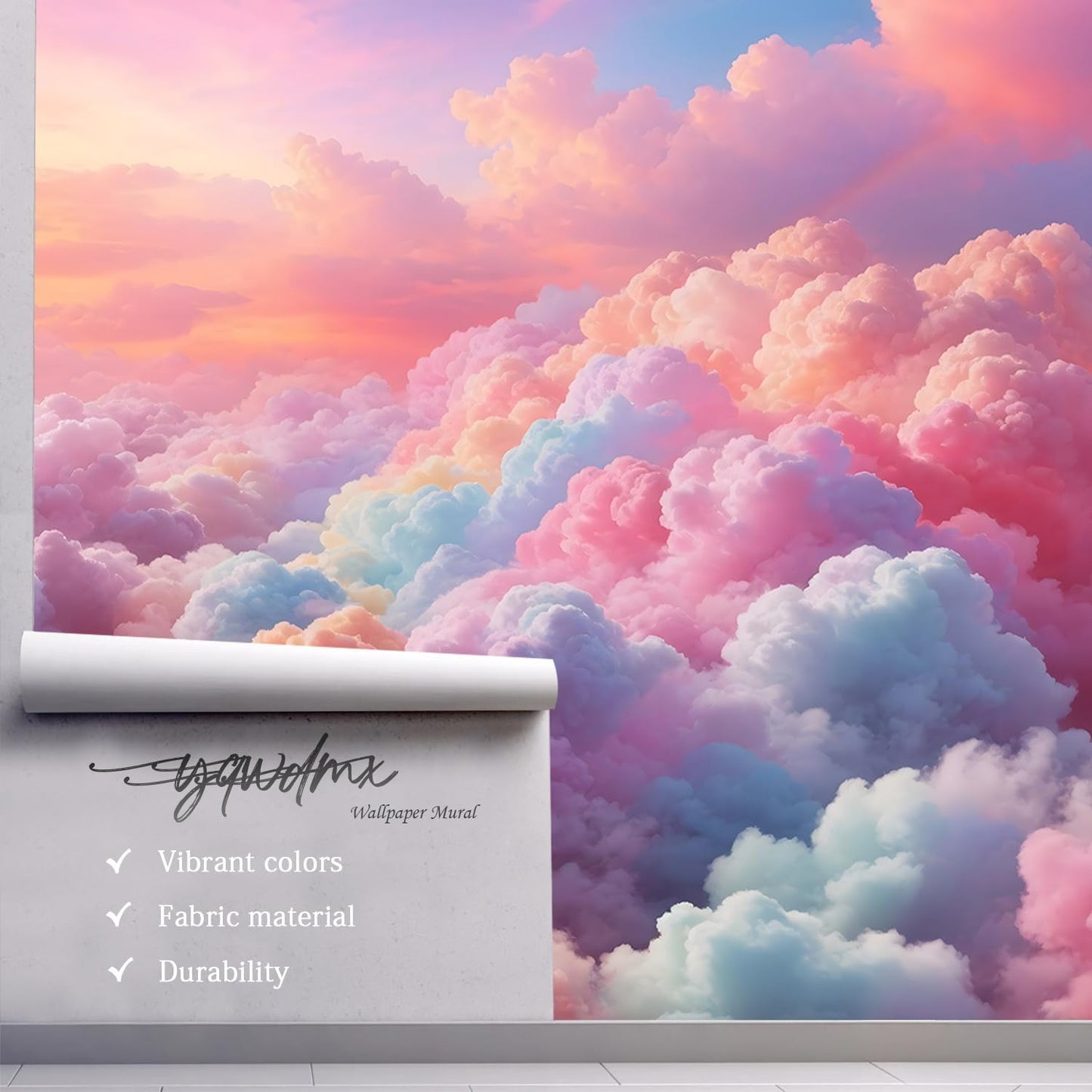 -Colorful Cloud Nursery Wallpaper XT23 L 180" x 115"