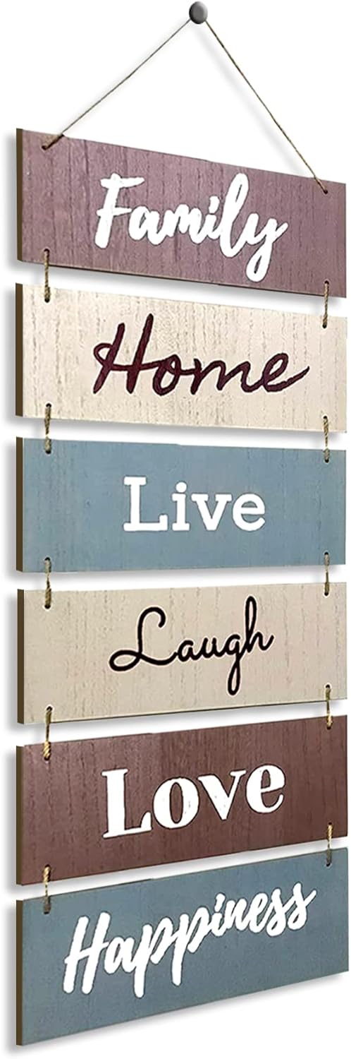 Hanging Wall Decor Sign - Welcome Vertical Wall Art Decorations, Rustic Home Accessories for Living Room, Bedroom, Family, Dining, and Kitchen, Outdoor Signs for House, Live, Laugh, Love Plaques