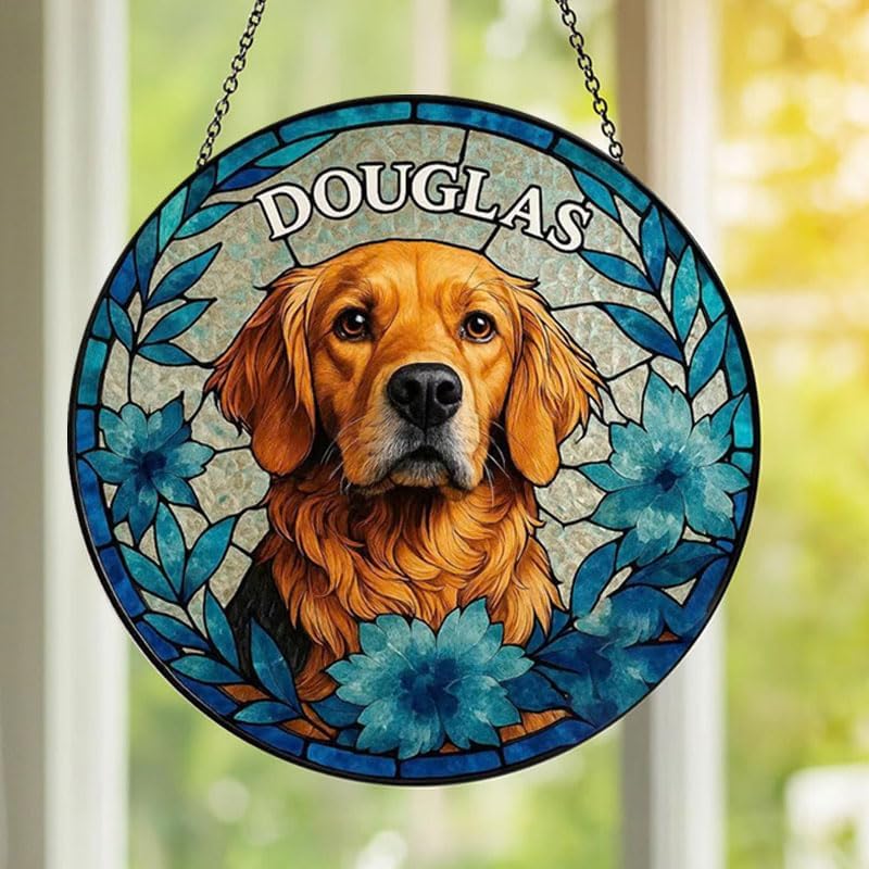 Custom Pet Glass Artwork Hanging, Personalized Dog or Portrait Window Ornament, Unique Memorial Keepsake Gift for Pet Lovers