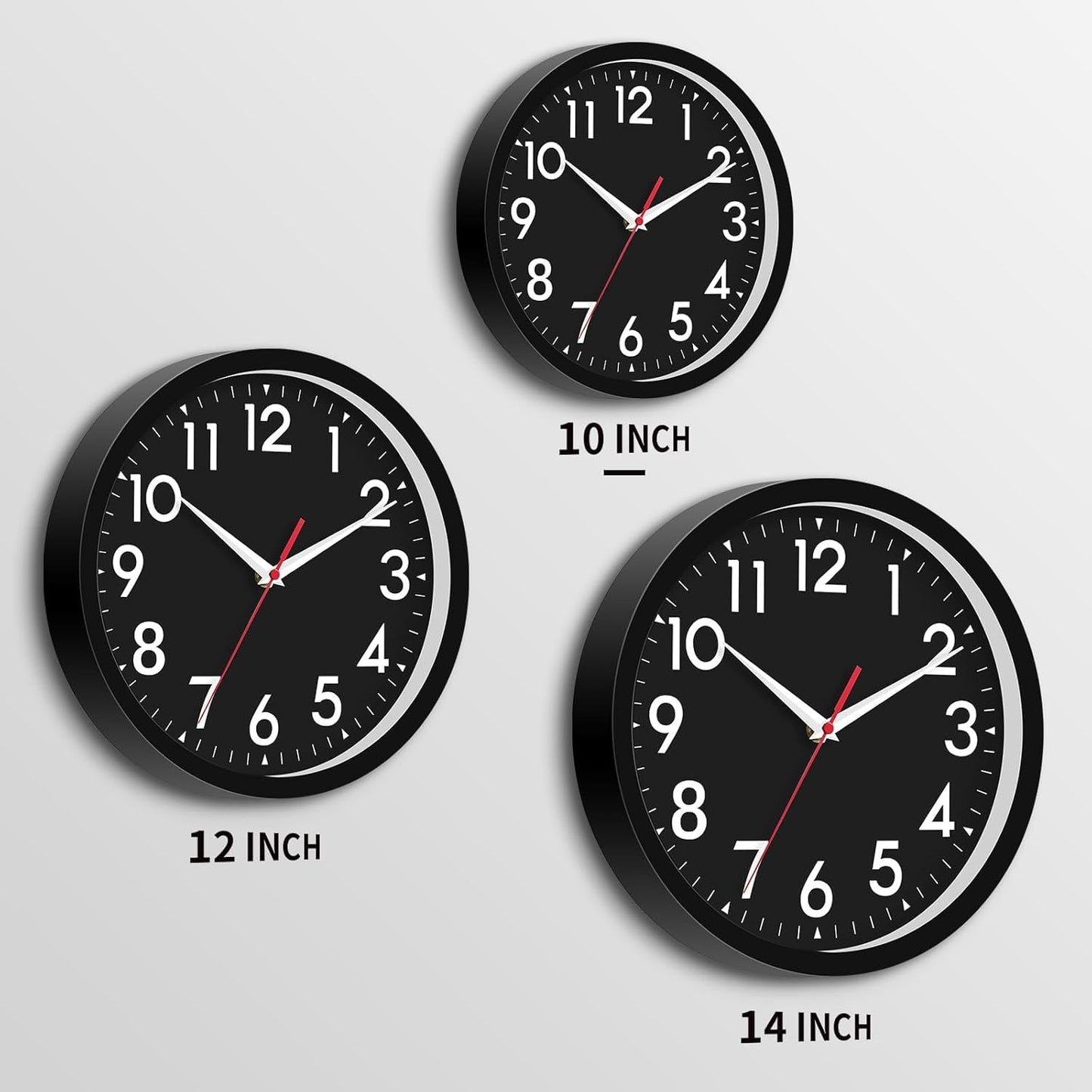Wall Clock Black Battery Operated 10 Inch Simpel Silent Non Ticking Analog Decorative for Kitchen Bathroom Bedroom Office Living Room School Classroom(Black)