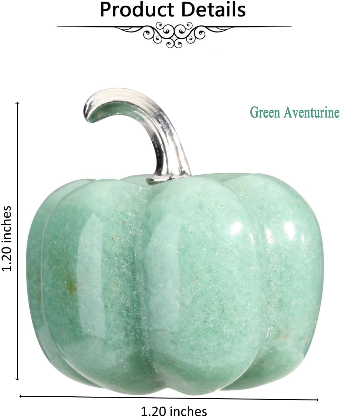 Jovivi Green Aventurine Crystal Pumpkin Figurine, 1.2" Mini Carved Gemstone Pumpkin Statue Decor Healing Stones Decorative Ornaments for Fall Harvest Thanksgiving Halloween Decorations Home Decor
