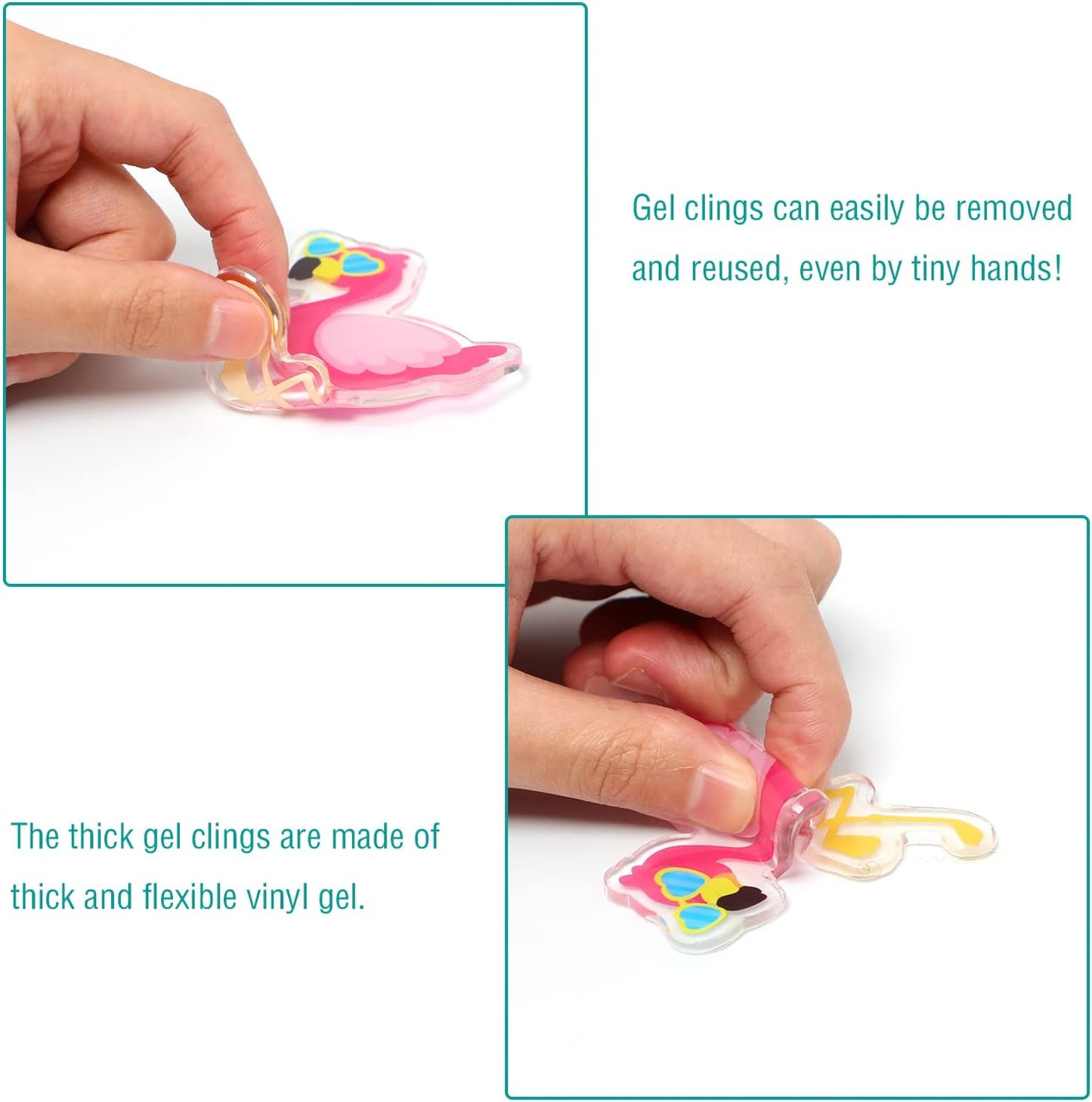 20 PCS Hawaiian Thick Gel Clings Summer Beach Window Gel Clings Decals Stickers for Kids Toddlers and Adults Home Airplane Classroom Nursery Hawaiian Party Supplies Decorations Removable and Reusable