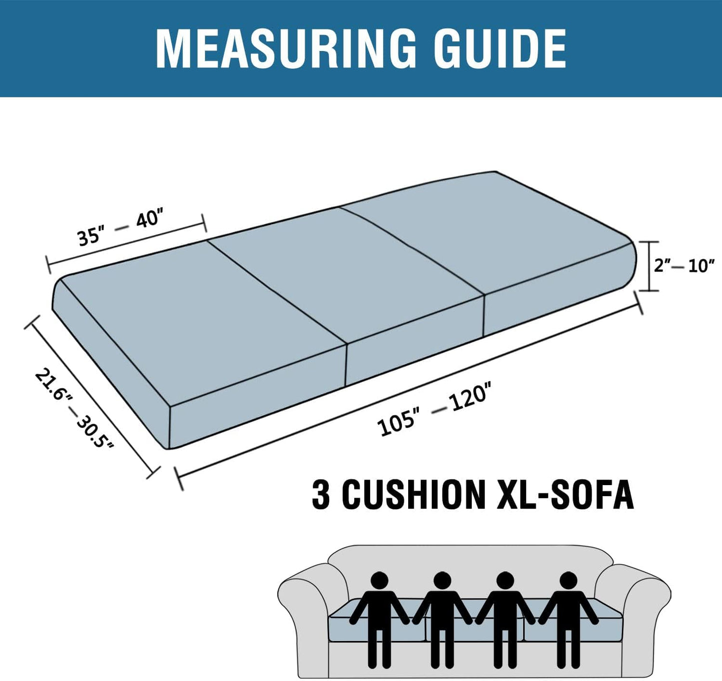 H.VERSAILTEX Super Stretch Individual Seat Cushion Covers - Sofa & Couch Cushion Slipcover Sets - Thick Jacquard Textured Twill Fabric (3 Piece XL Sofa Cushion Covers, Burgundy Red)