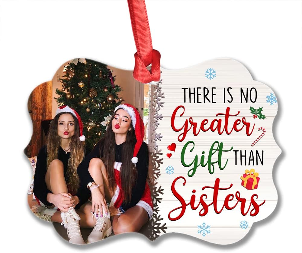 Personalized Sister Ornament Custom Photo Aluminum Keepsake for Xmas Sisters Christmas Tree Decoration