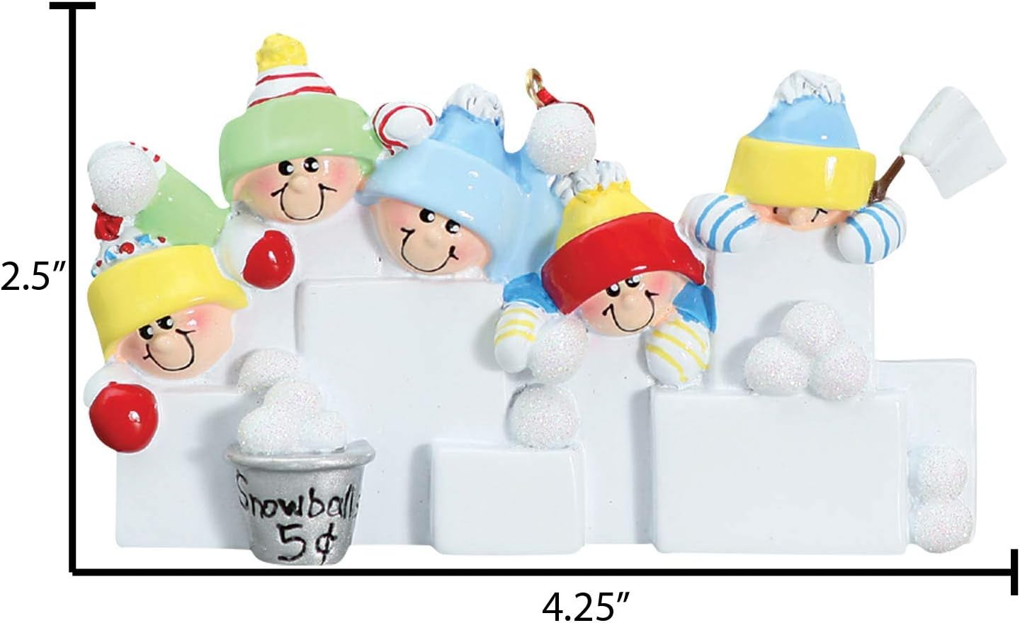 3D Snowball Fight Family of 5 Ornament 2025 Personalized Family Christmas Ornaments 2025 | Snowman Winter Holiday Personalized Tree Ornaments for Grandchildren, Siblings & Grandkids of Five Ornament