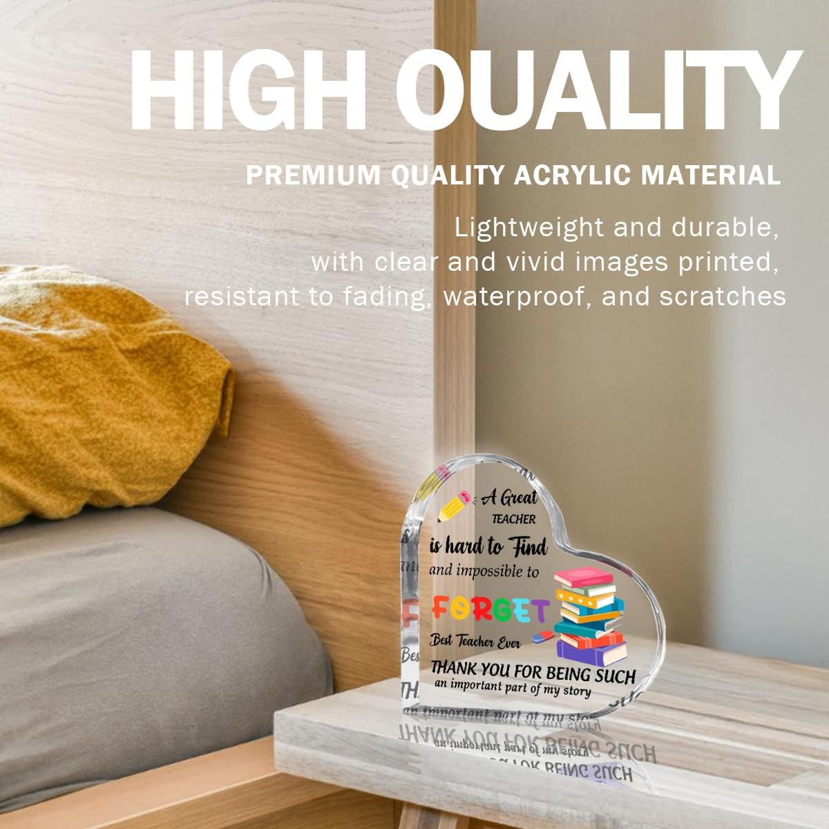 Teachers Day Graduation Season Opening Season Gifts Teacher Gifts Teacher Appreciation Gifts Best Teacher Gifts for Women Acrylic Heart for Her Coworker Friend Principal Educator Birthday Christmas